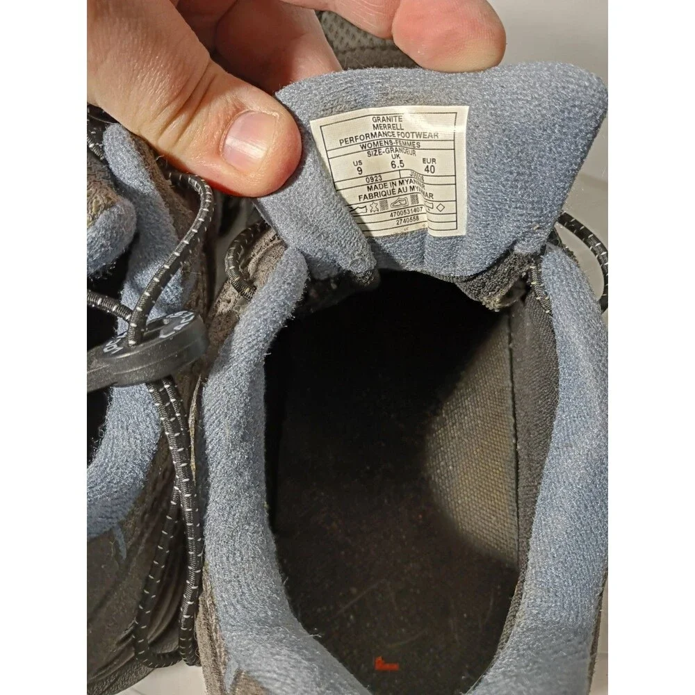 Merrill Woman 9 Granite Vibram Sole Active wear Sneakers Lace Lock Outdoor Hike